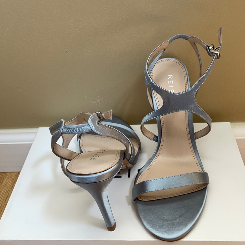 Reiss Crystal Blue Satin Cross-front Sandals